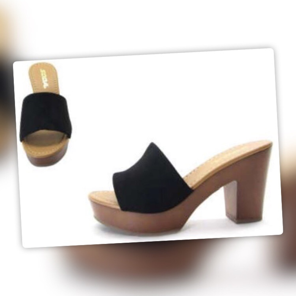 RESTOK Soda Sunkist Black Faux Suede Platform Heel - Picture 3 of 11